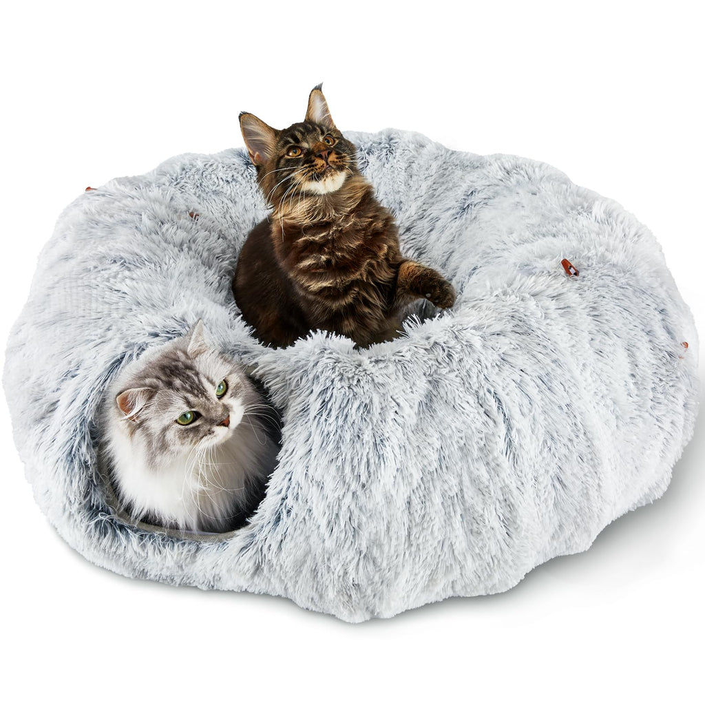 Cama Túnel en forma de dona para Gato con Cojín Circular Lavable