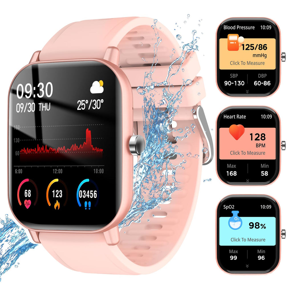 Reloj Inteligente para Medición de Presión Arterial, Pantalla HD de 2.01", Impermeable, con Funciones de Llamada/Respuesta y Rastreador de Actividad Física con Seguimiento de la Presión, Compatible con Teléfonos Android y iOS, Color Rosa